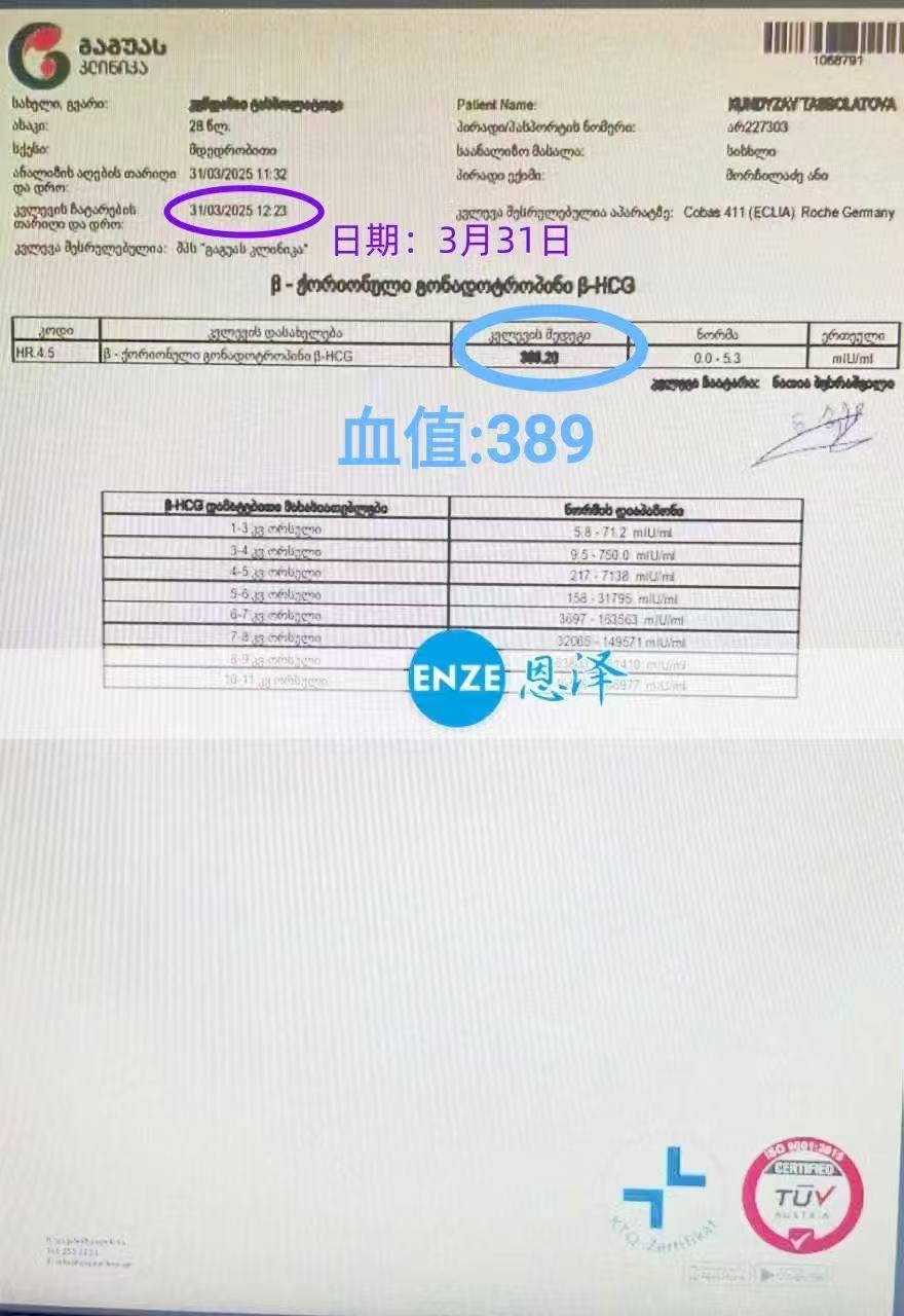 格鲁吉亚试管婴儿助孕爱心使者顺利着床