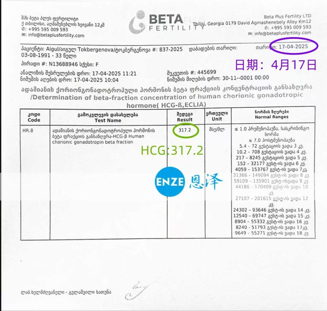 格鲁吉亚试管婴儿助孕爱心使者着床成功